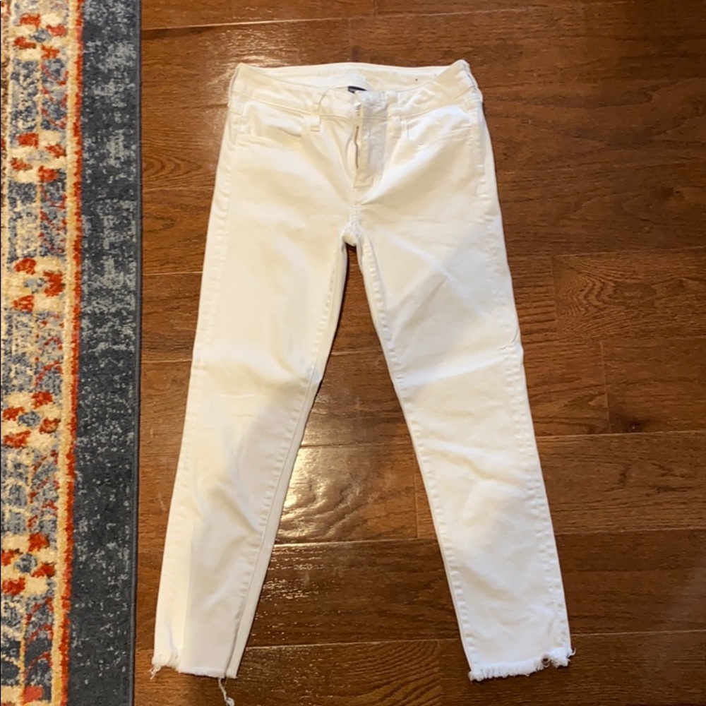 Low rise white jeans